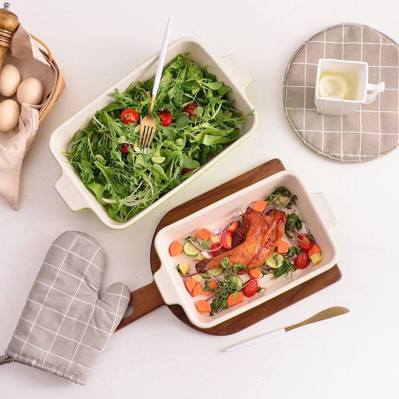 MALACASA Series Bake.Bake, Rectangle Porcelain Bakeware Set