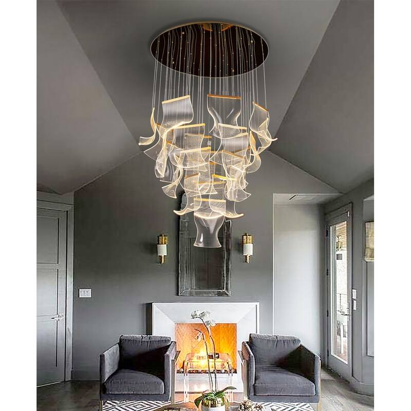 Luxury Acrylic Chandelier 40" Wide 24-lights LED Multi- Light Pendant