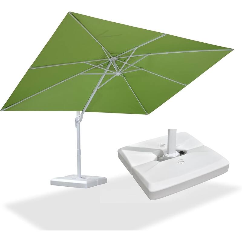 PURPLE LEAF White Rectangle Cantilever Patio Umbrella With Base