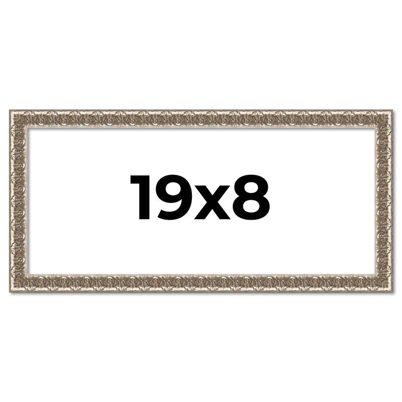 19x8 Frame Silver Versailles Ornate Solid Wood Picture Frame | 1 Inch