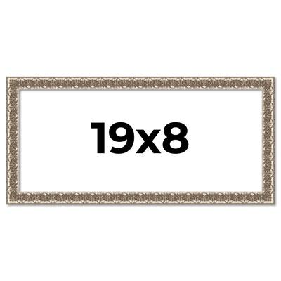 19x8 Frame Silver Versailles Ornate Solid Wood Picture Frame | 1 Inch