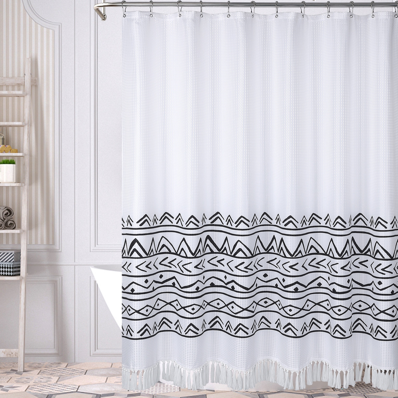 72'' x 72'' Boho Shower Curtain Set Modern Geometric Bohemian Decor for  Bathroom Thick Fabric Shower Curtain with Metal Hooks - Bed Bath & Beyond -  38189808