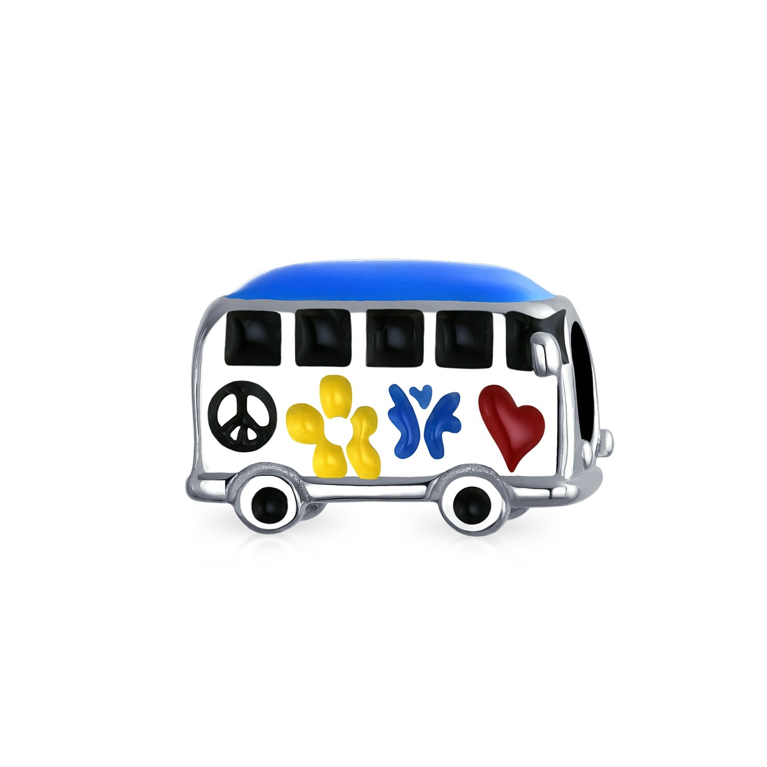 Peace Love Hippie Bus 60 S Multi Color Charm Bead 925 Sterling Silver Overstock 17987463