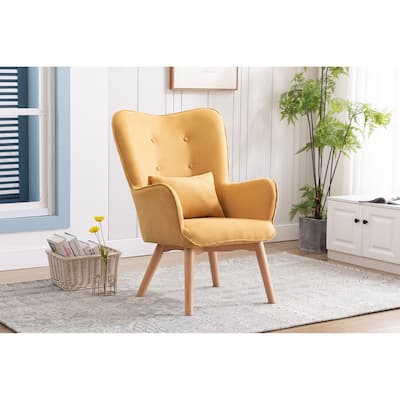 Porthos Home Panya Fabric Accent Chair with Pillow, Rubberwood Legs