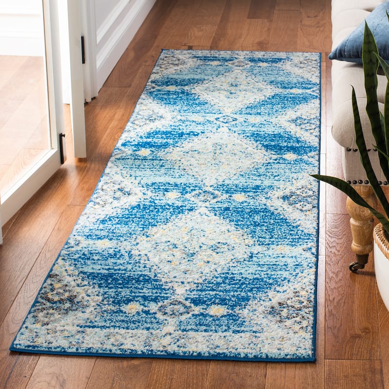 SAFAVIEH Madison Amparo Vintage Boho Oriental Rug - 2'3" x 12' Runner - Navy/Creme