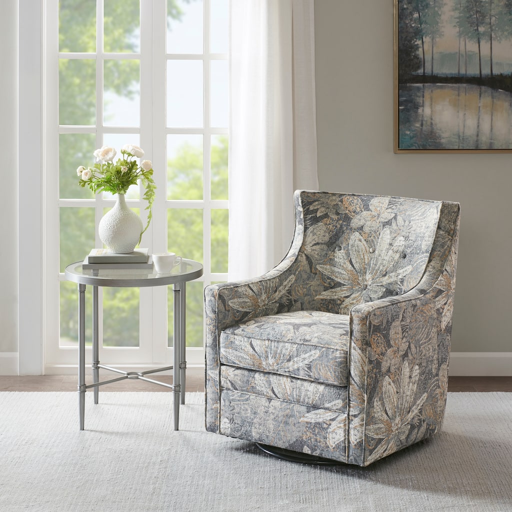 Madison Park Minkoff Blue Curve Back Swivel Glider Chair