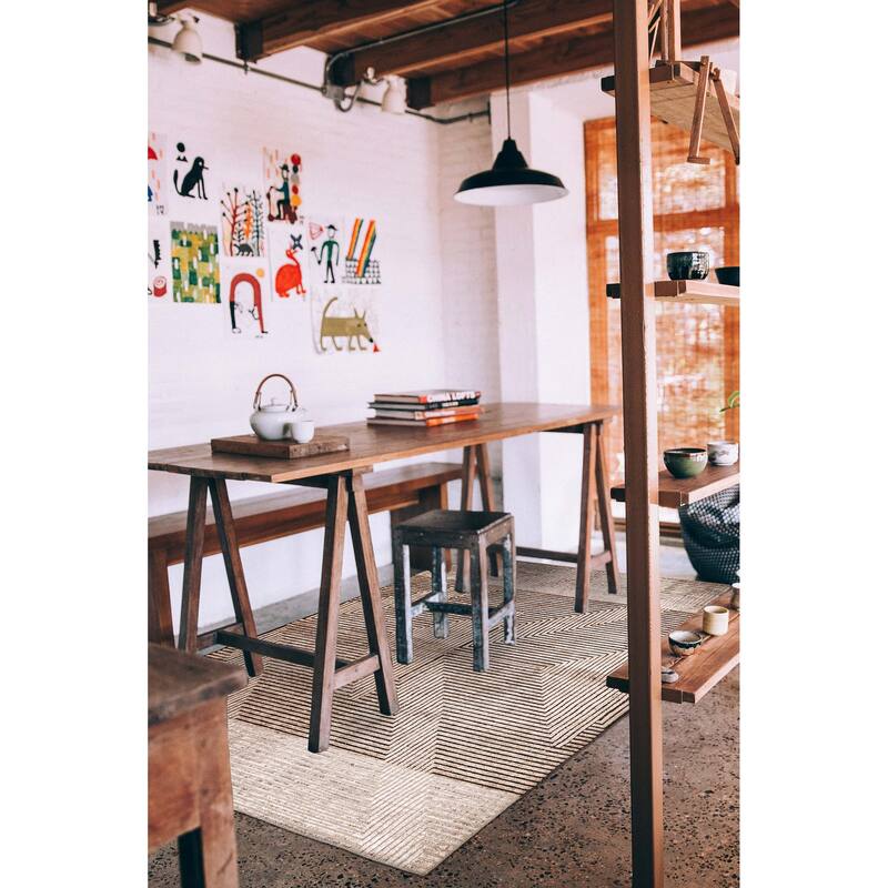 ECARPETGALLERY Hand Loomed Elysian Beige Rug - 5'4 x 7'8