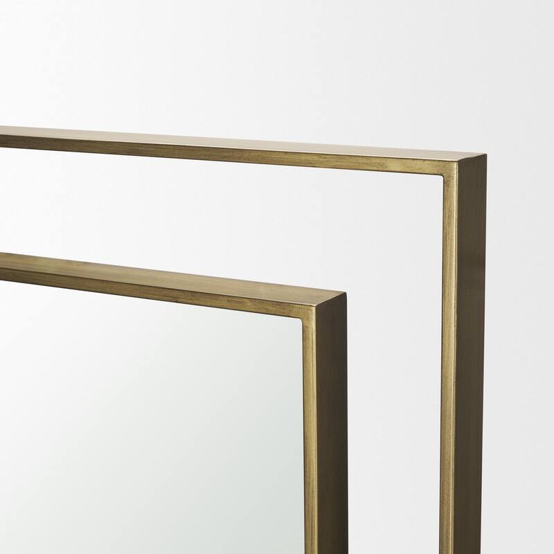 Tiva is a rectangular mirror with a brushed gold finished dual metal frame. - 31.5L x 1.8W x 43.3H