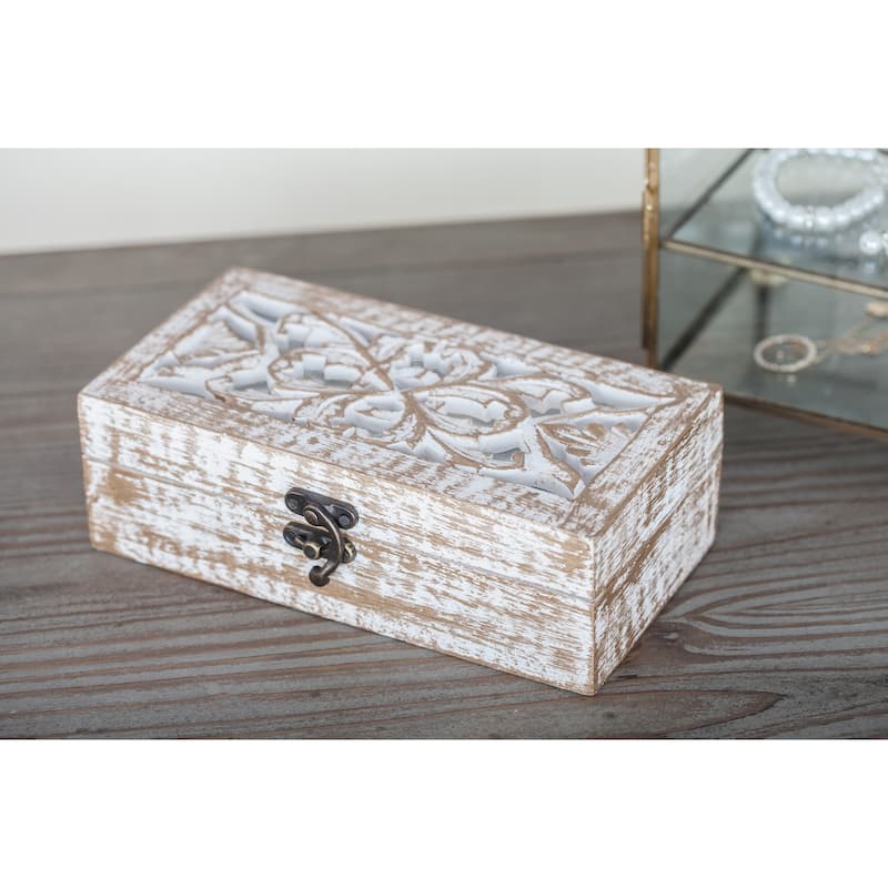 Wood Handmade Box with Hinged Lid (Set of 3)