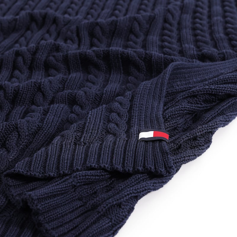 Tommy Hilfiger Hilfiger Cable Knit Solid Throw Blanket