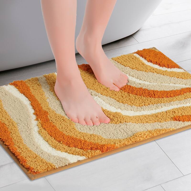 Abstract Bathroom Rug, Soft Bath Mat Non-Slip Rugs Bath Mat Thickening Bath Rug - Khaki