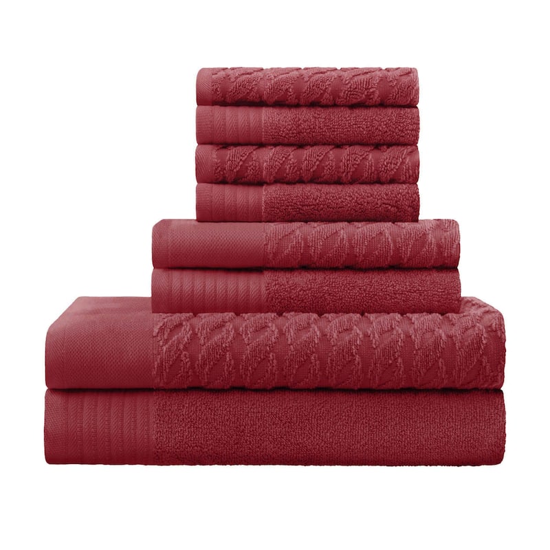 Turkish Cotton 8 Piece Herringbone and Solid Towel Set by Superior