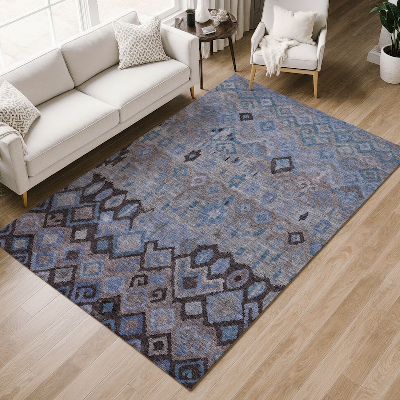 Machine Washable Indoor/ Outdoor Boho Moroccan Chantille Rug