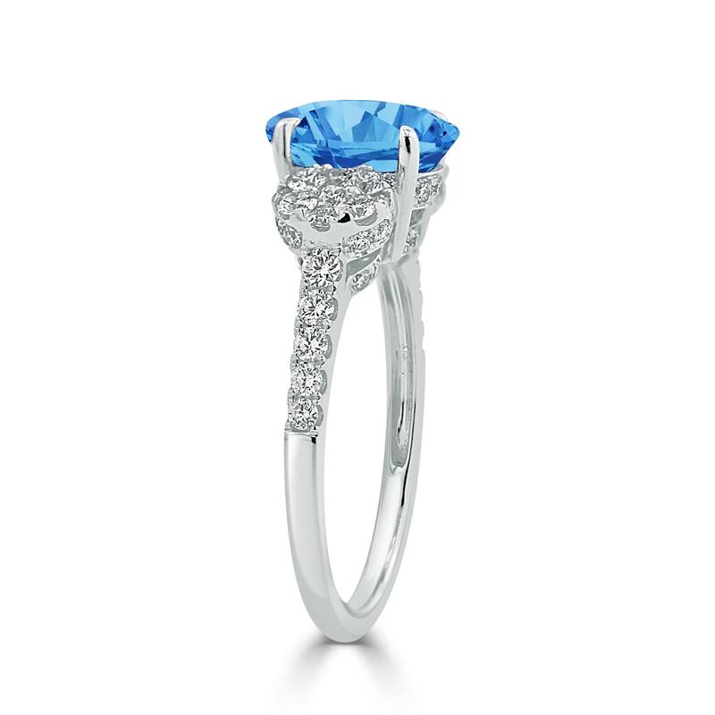 Auriya 2 1/3ct Oval-cut Blue Topaz and Diamond Ring 3/4ctw 18K Gold