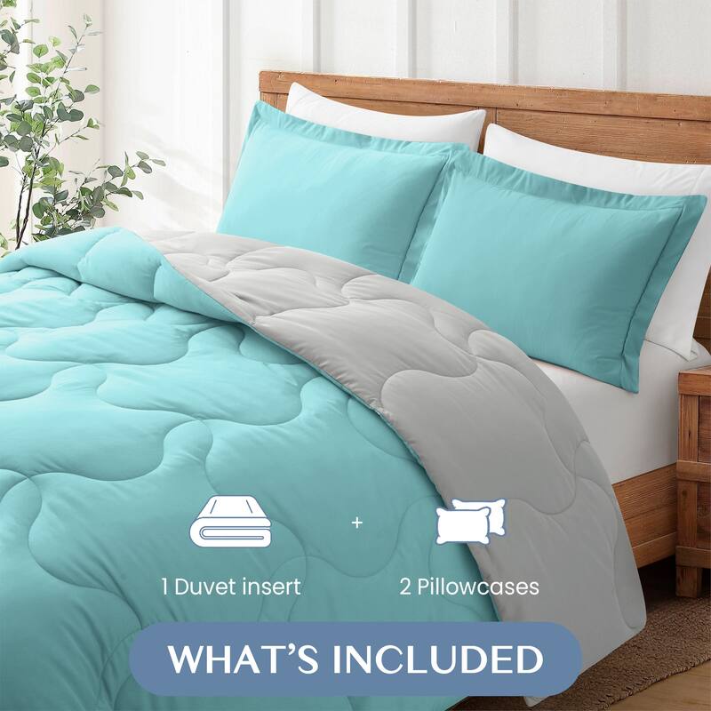 Lightweight Reversible Microfiber Down Alternative Comforter Set