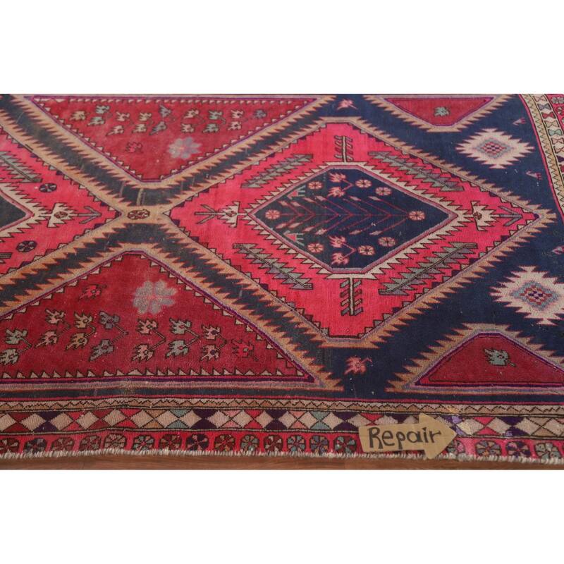 Hand Knotted Oriental 100% Wool Carpet Traditional Tribal Pink Meshkin Area Rug - 9' 11'' X 4' 7''