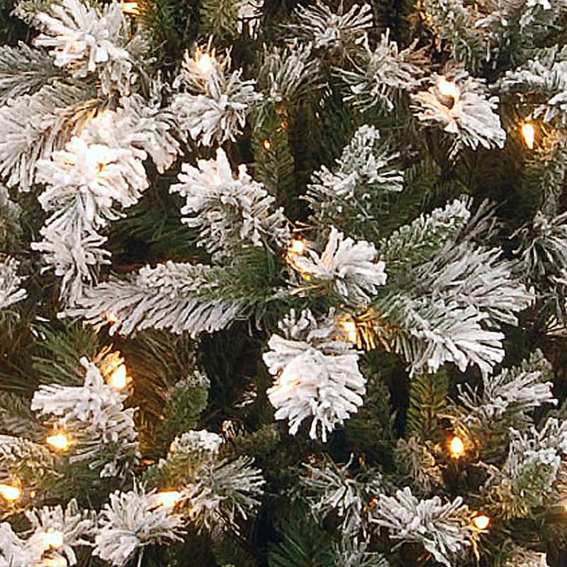 National Tree Company 7.5 ft. Snowy Mountain Pine Slim Pine Tree with Clear Lights - 7.5 Foot
