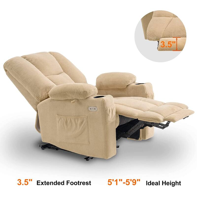 MCombo Electric Power Recliner Chair with Massage & Heat, Plush Fabric 8015