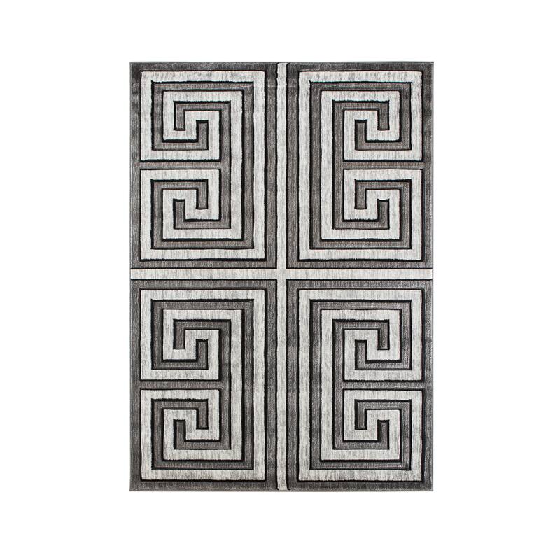 Orelsi Grey/Ivory Polyester Area Rug