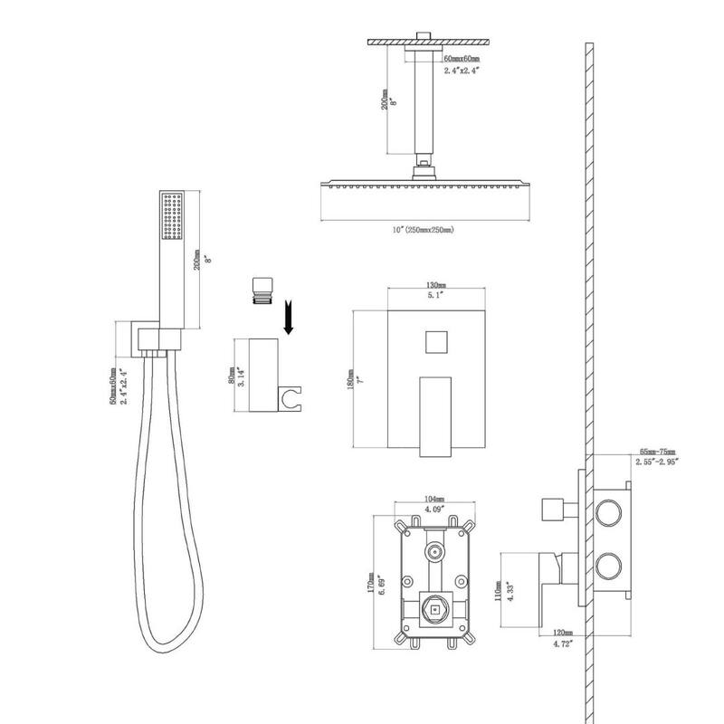 Lordear Shower System - Rainfall Overhead Shower and Handheld Shower Set with Valve Combo