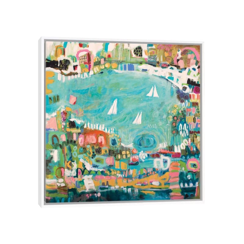 iCanvas "Abstract Marina IV" by Karen Fields Framed Canvas Print - White - 26x26