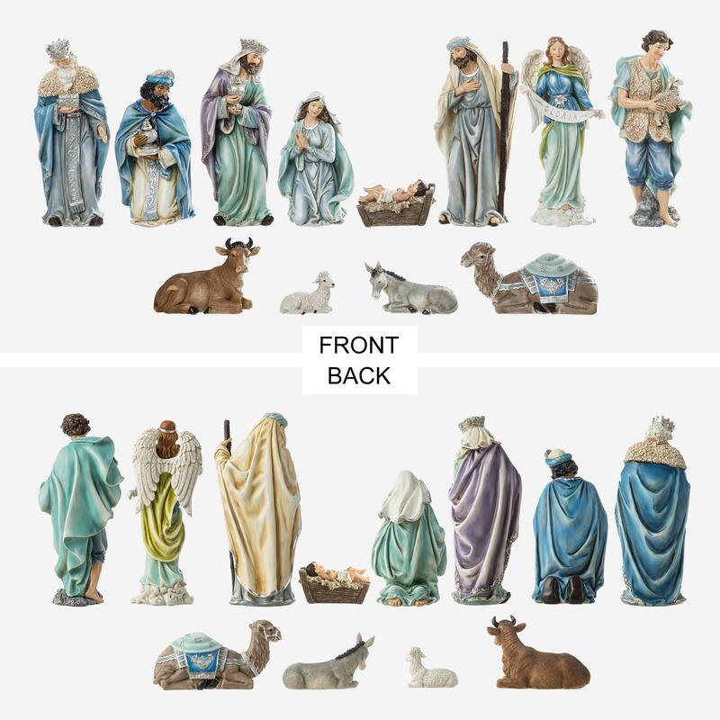 Glitzhome 12 Piece Resin Nativity Figurine Set