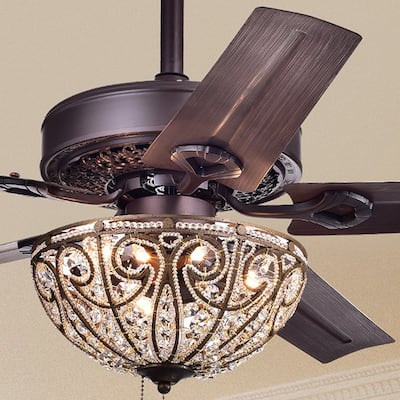 Catalina Bronze 5-blade 48-inch Crystal Ceiling Fan (Optional Remote)