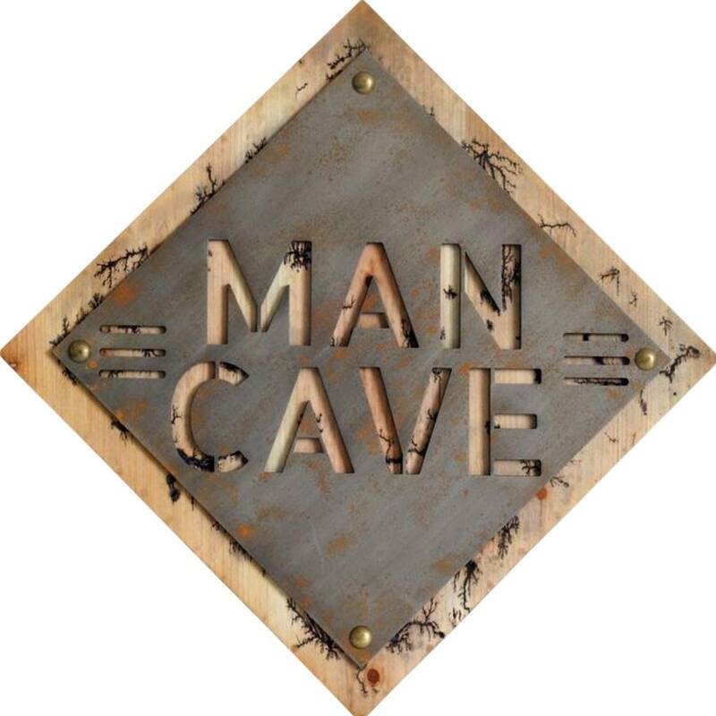 HomeRoots 19" X 18" Brown And Silver Man Cave Wood Wall Decor