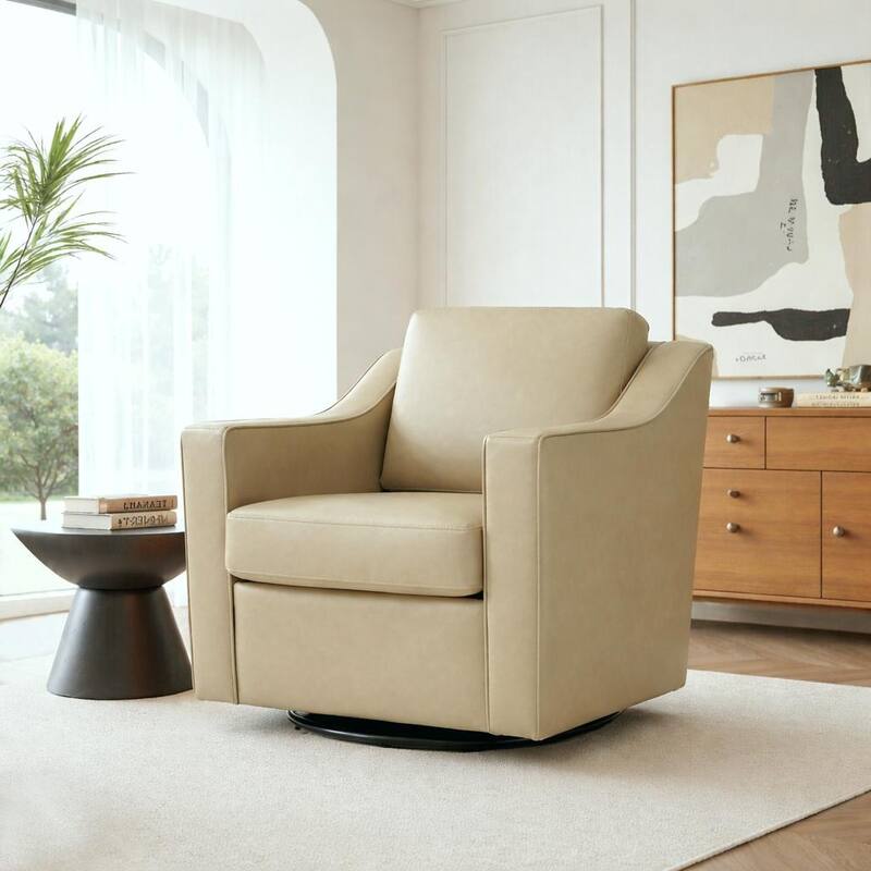 30'' W Vegan Leather/ Chenille Swivel Accent Chair