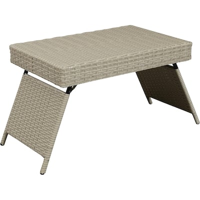 Portable Folding Wicker Table，only 7 lbs with foldable legs,easy for storage and outdoor use