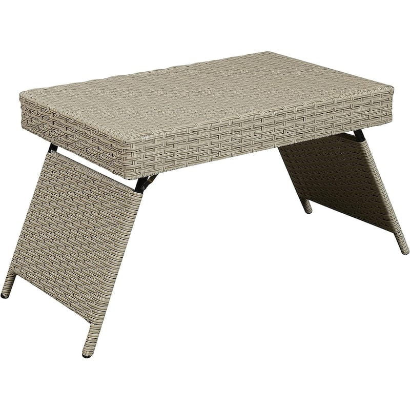 Portable Folding Wicker Table,only 7 lbs with foldable legs,easy for storage and outdoor use - Gray