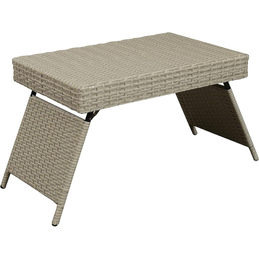 Portable Folding Wicker Table,only 7 lbs with foldable legs,easy for storage and outdoor use