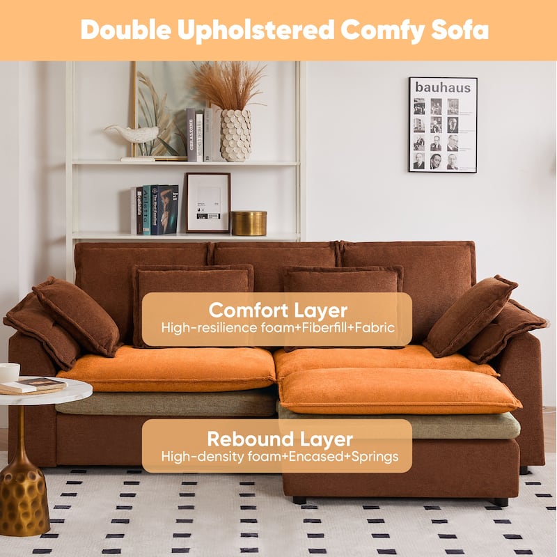 Pocassy 87" Sofa Cloud Couch with 4 Throw Pillows