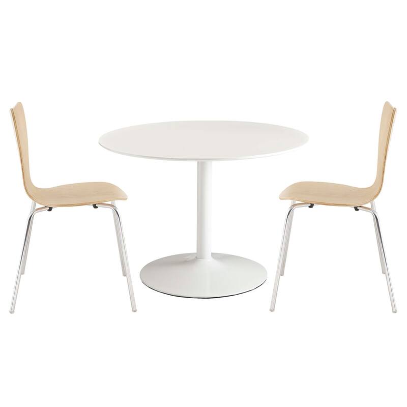Revolve 3 Piece Dining Set - White Natural