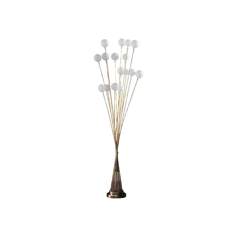 Metal Multi Arm Floor Lamp with 16 LED Frosted Shades Inline Switch - 18” x 18” x 61.5” (D x W x H) - Yellow