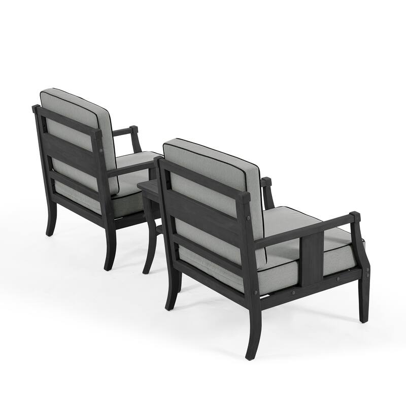 3-Piece Solid Teak Outdoor Patio Furniture Set Armchairs & Storage Table