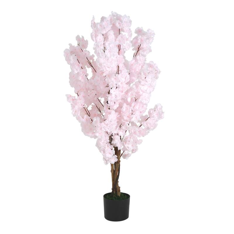 Roomfitters 43" Artificial Cherry Blossom Tree with Black Plastic Pot, Indoor Decorative Faux Plant
