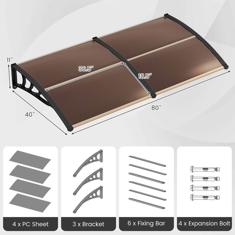Costway 80'' x 40'' Patio Awning Canopy Outdoor Window Door Overhang - See Details