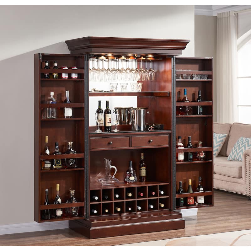 The Ashton Home Bar and Wine Cabinet - Brown