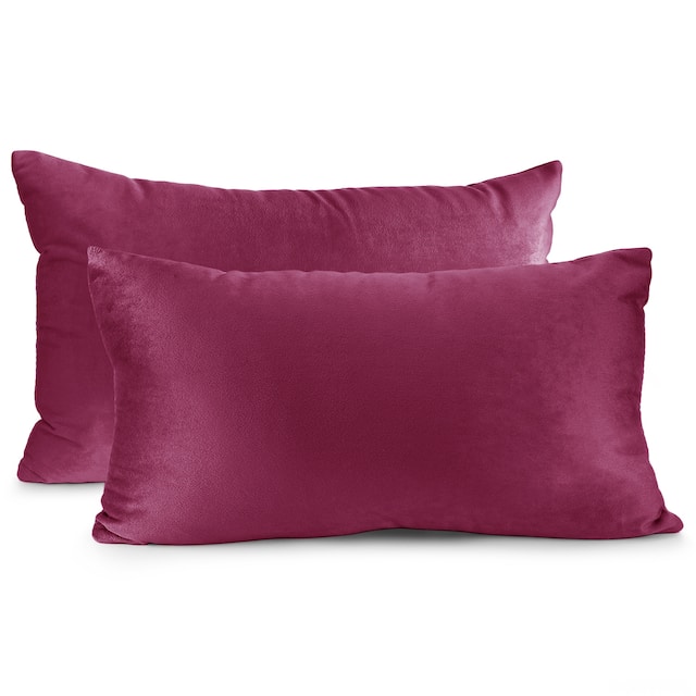 Porch & Den Cosner Microfiber Velvet Throw Pillow Covers (Set of 2) - 12" x 20" - Magenta