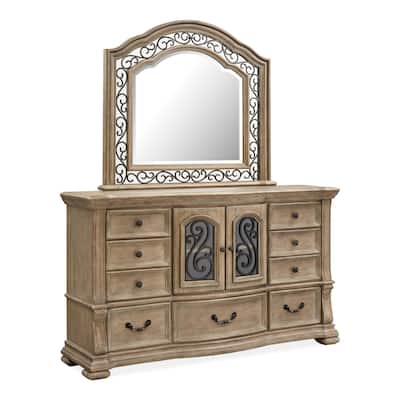 Magnussen Home Marisol Fawn Drawer Dresser with Shaped Mirror