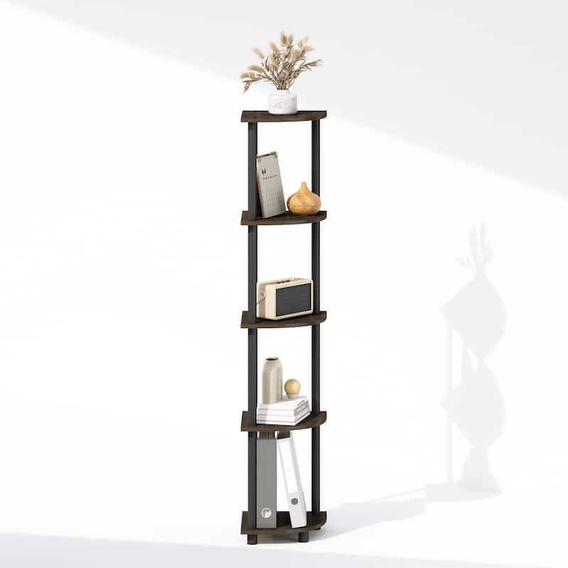 5 Tiers Wood Household Shelving Unit in Dark Brown/Black (11.6 in. W x 57.7 in. H x 11.6 in. D)