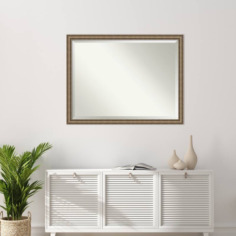 Angled Beveled Wood Framed Wall Mirror