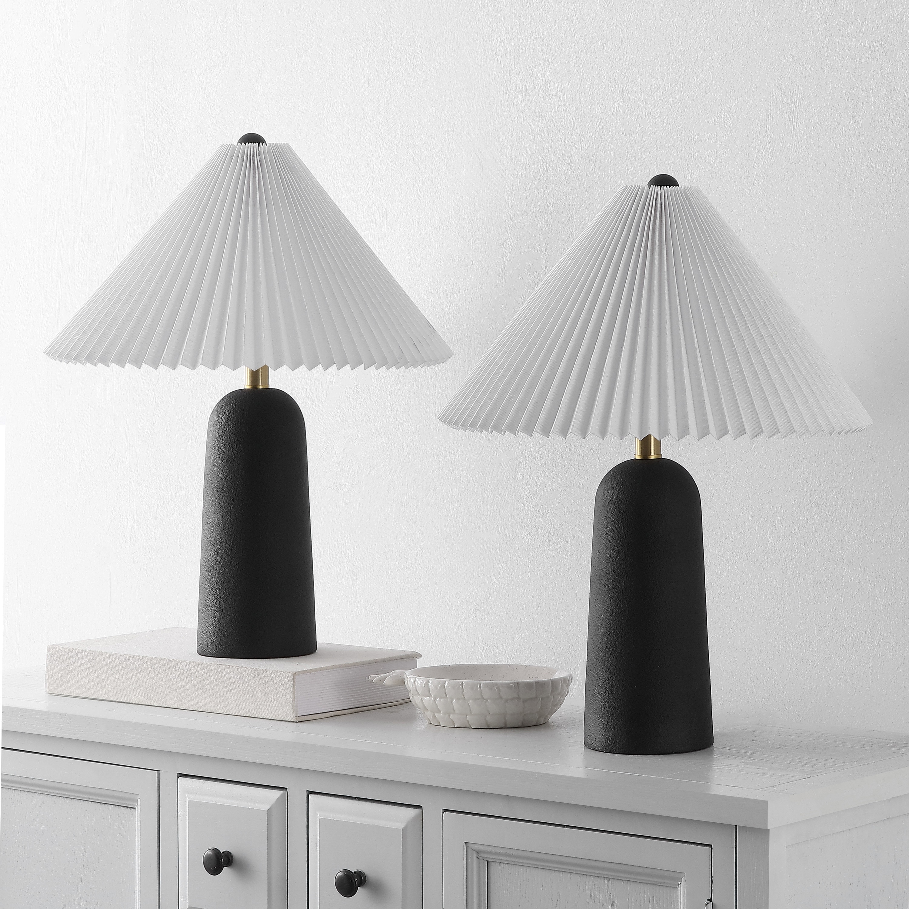 SAFAVIEH Lighting Reese Resin Table Lamp Set of 2, 22-Inch, Black - 16"W x 16"D x 22"H