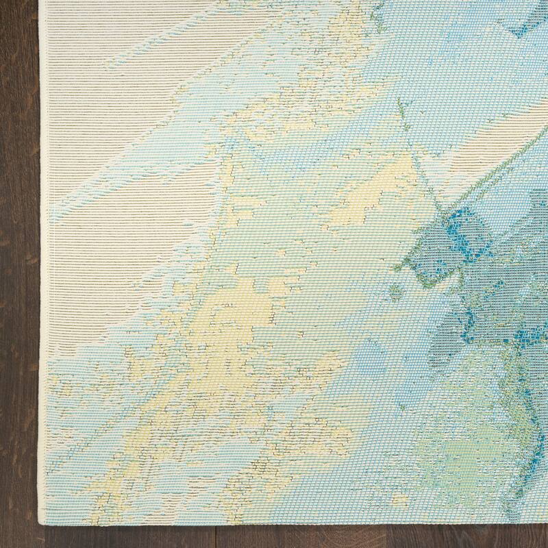 Nourison Color Splash Indoor/Outdoor Blue Abstract Area Rug