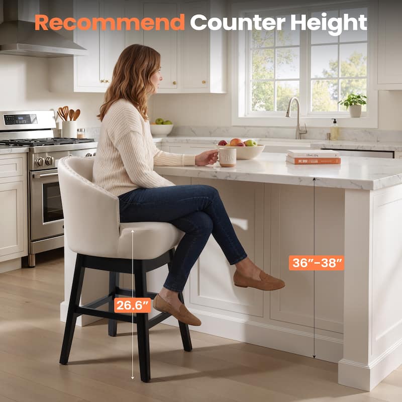 26.4''/31.9"H Faux Leather Upholstered Solid Wood Swivel Bar Stools / Counter Stools