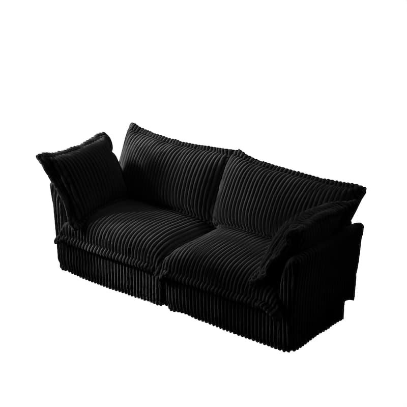 83.4" Corduroy 2-Seater Sofa with Big Pillows for Living Room