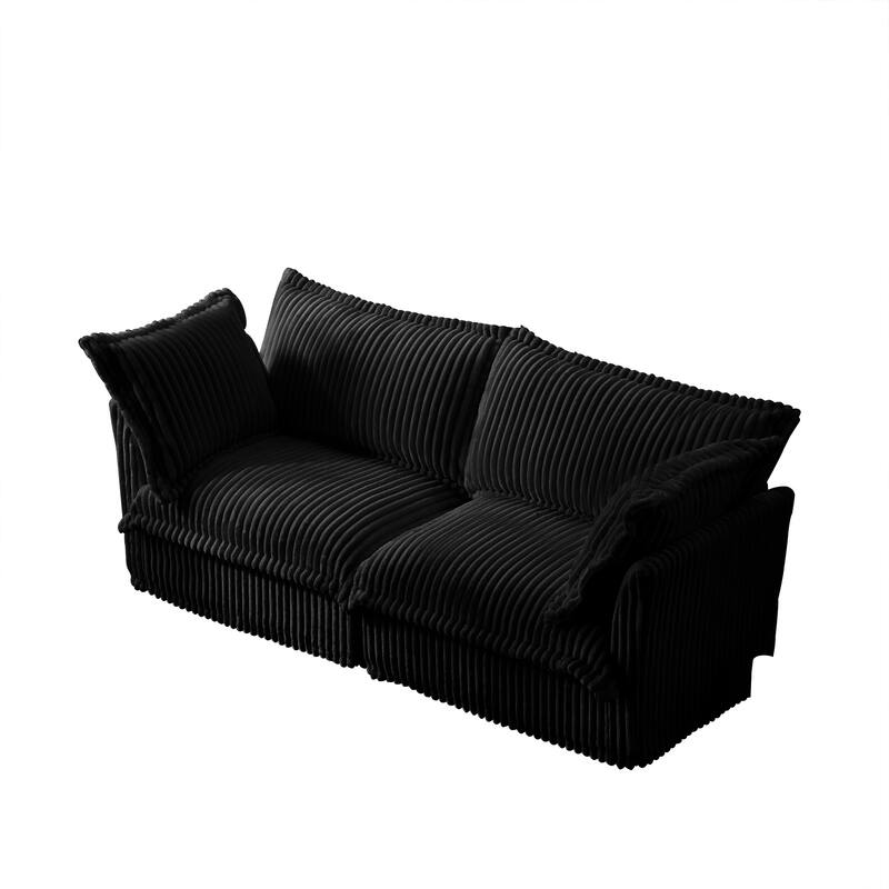 GDFStudio - Modern Corduroy Deep-Seat Slipcovered 2-Seater 83.4" Loveseat Sofa