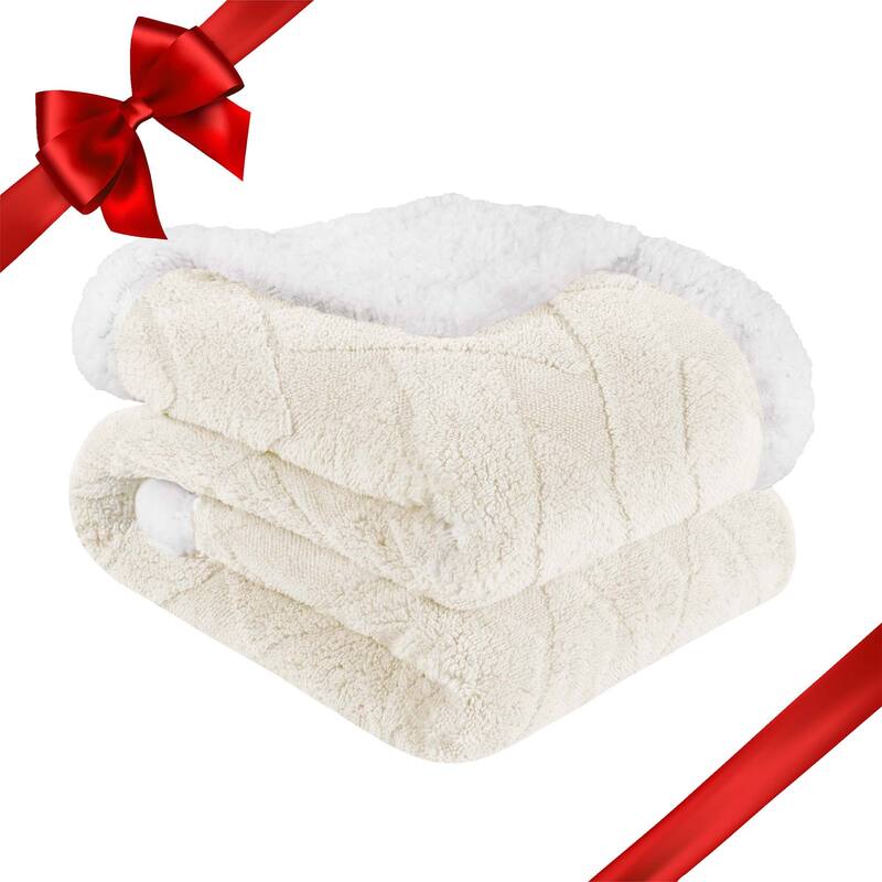 Superior Nuuk Jacquard Lattice Fluffy Sherpa Fleece Blanket