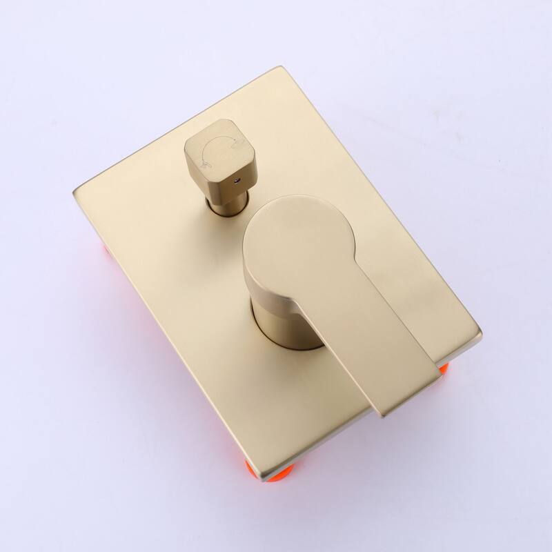 Brushed Gold 1-Spray Square Wall Bar Shower Kit with Hand Shower - 10 inch